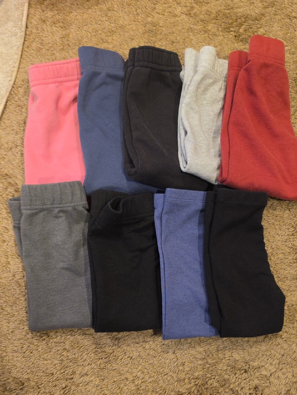 Kids Cotton Blend Pull-On Bottoms - Pink, Blue, Black, Gray, Red